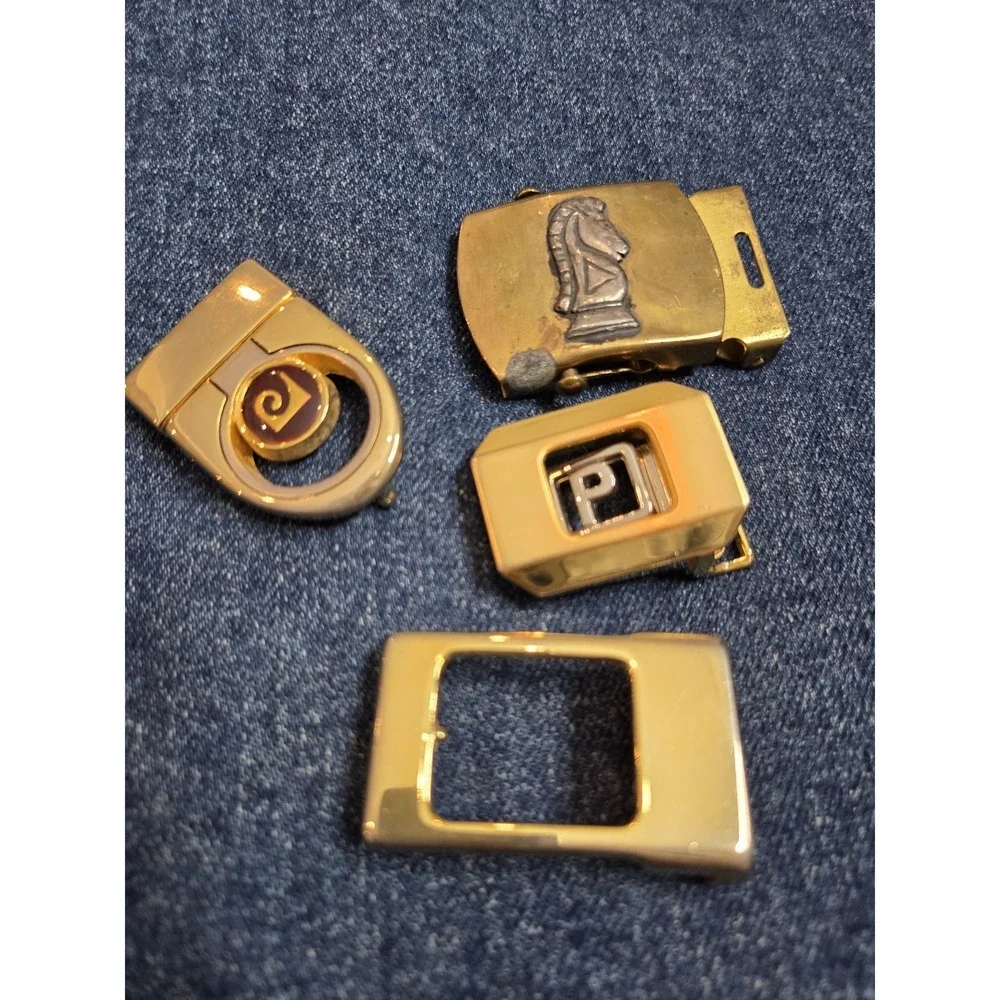 Vintage Lot of 4 Brass & Gold Belt Buckles - As-Is Fair Condition